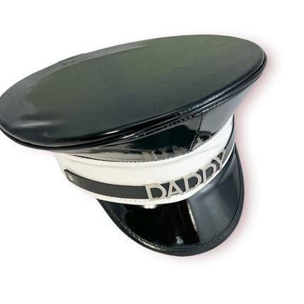 HT233WHITE-BLACK STAINLESS STEEL LETTER WORDS ID NAME CAPTAIN HAT
