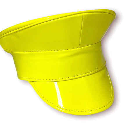 HT200 NEON PATENT RAVE CAPTAIN POLICE HAT