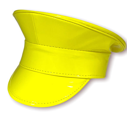 HT200 NEON PATENT RAVE CAPTAIN POLICE HAT