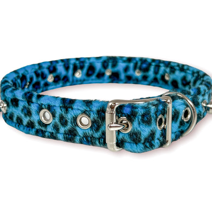 CK134L FUZZY LEOPARD  1/2" SPIKE CHOKER HANDMADE IN USA