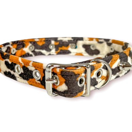 CK134L FUZZY LEOPARD  1/2" SPIKE CHOKER HANDMADE IN USA