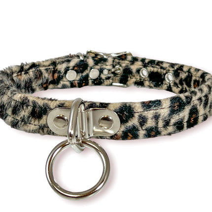 CK129L  FUZZY LEOPARD BONDAGE CHOKER
