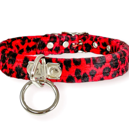 CK129L  FUZZY LEOPARD BONDAGE CHOKER