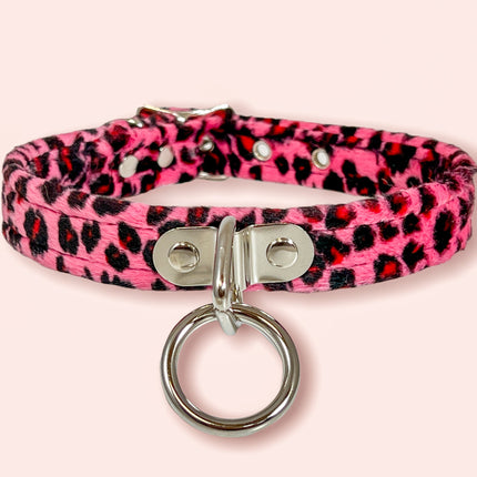 CK129L  FUZZY LEOPARD BONDAGE CHOKER