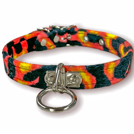 CK129L  FUZZY LEOPARD BONDAGE CHOKER