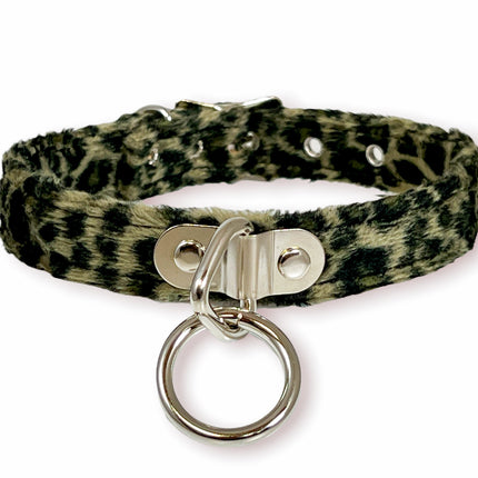 CK129L  FUZZY LEOPARD BONDAGE CHOKER