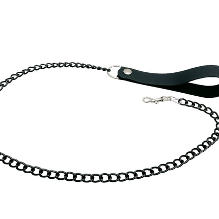 LEASH103-BLK-S SMALL 2" HOOK & 6" LEATHER HANDLE
