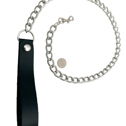 FML105-S 4MM HEAVY CHAIN SMALL HOOK 6" LEATHER HANDLE
