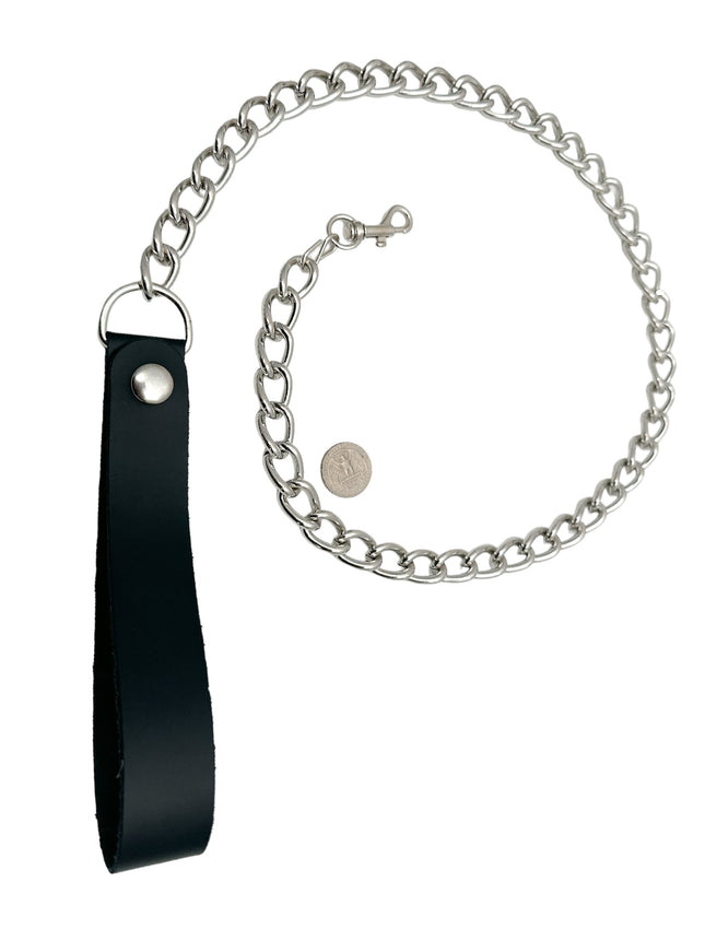 FML105-S 4MM HEAVY CHAIN SMALL HOOK 6" LEATHER HANDLE