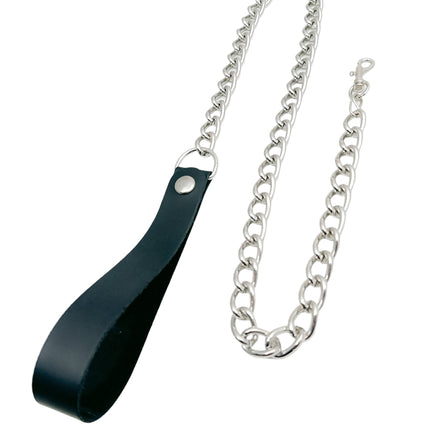 LEASH104S HEAVY CHAIN-SMALL 2" HOOK & 6" LEATHER HANDLE
