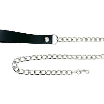 LEASH104S HEAVY CHAIN-SMALL 2" HOOK & 6" LEATHER HANDLE