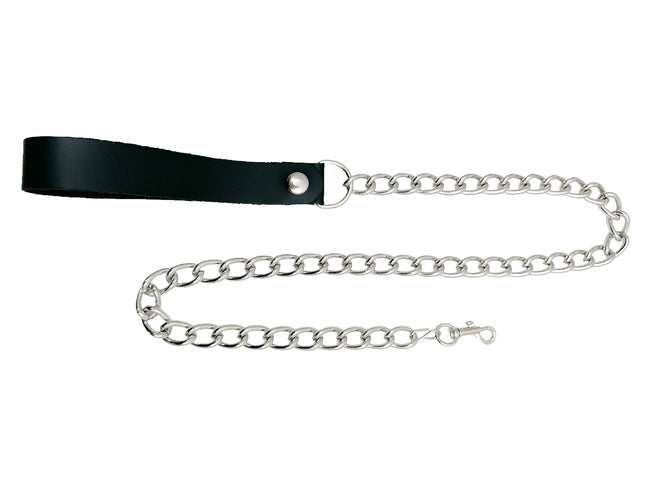 LEASH104S HEAVY CHAIN-SMALL 2" HOOK & 6" LEATHER HANDLE