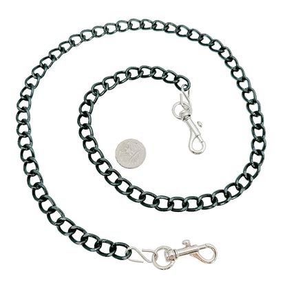 LEASH-BLK-S BLACK CHAIN LEASH-HV-S BOTH SIDE SMALL 2" HOOK