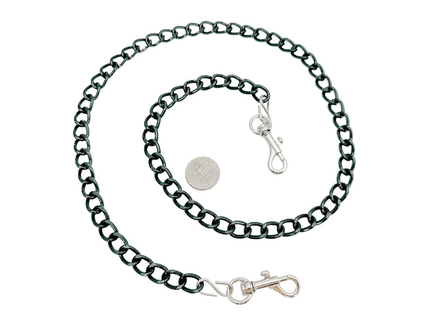 LEASH-BLK-S BLACK CHAIN LEASH-HV-S BOTH SIDE SMALL 2" HOOK