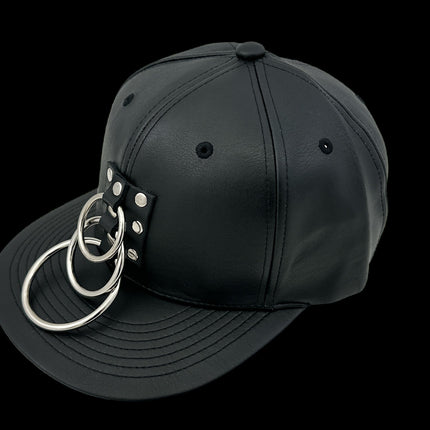 HT140 THREE RING BONDAGE STILE VEGAN LEATHER BASEBALL HAT