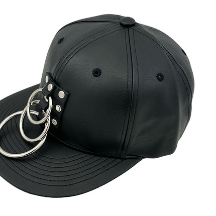 HT140 THREE RING BONDAGE STILE VEGAN LEATHER BASEBALL HAT