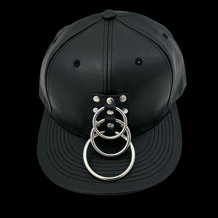 HT140 THREE RING BONDAGE STILE VEGAN LEATHER BASEBALL HAT