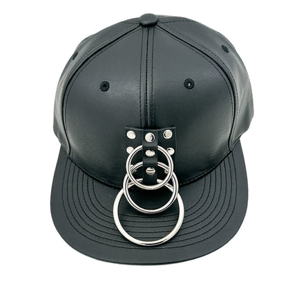 HT140 THREE RING BONDAGE STILE VEGAN LEATHER BASEBALL HAT
