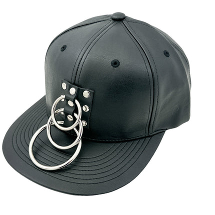 HT140 THREE RING BONDAGE STILE VEGAN LEATHER BASEBALL HAT