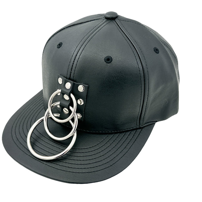 HT140 THREE RING BONDAGE STILE VEGAN LEATHER BASEBALL HAT