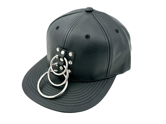 HT140 THREE RING BONDAGE STILE VEGAN LEATHER BASEBALL HAT