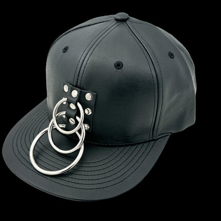 HT140 THREE RING BONDAGE STILE VEGAN LEATHER BASEBALL HAT