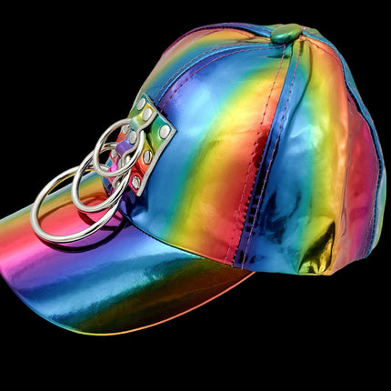 HT140RN-M  3 LIGHT RING VEGAN  RAINBOW HAT