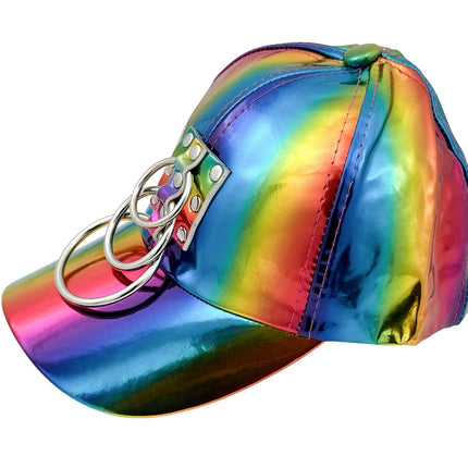 HT140RN-M  3 LIGHT RING VEGAN  RAINBOW HAT