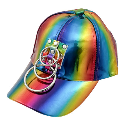 HT140RN-M  3 LIGHT RING VEGAN  RAINBOW HAT