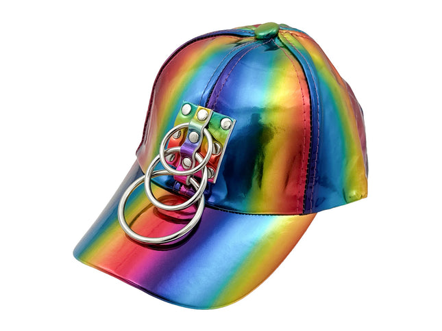 HT140RN-M  3 LIGHT RING VEGAN  RAINBOW HAT
