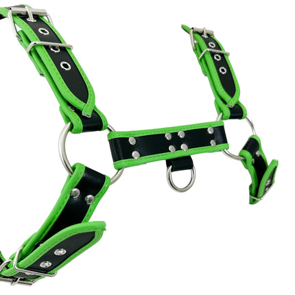 FH155D-KKY  VEGAN NEON STRIPE BULLDOG HARNESS