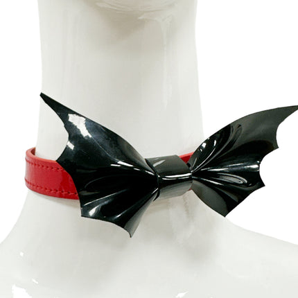 FCK505 PATENT LARGE BAT  3/4" COLLAR BONDAGE CHOKER