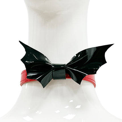 FCK505 PATENT LARGE BAT  3/4" COLLAR BONDAGE CHOKER