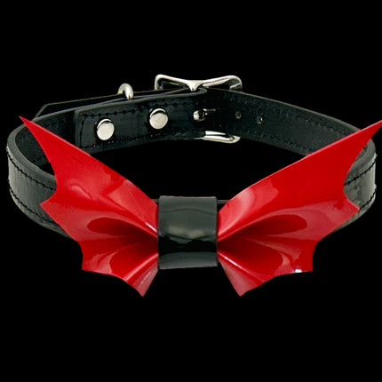FCK505 PATENT LARGE BAT  3/4" COLLAR BONDAGE CHOKER