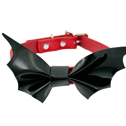 FCK505 PATENT LARGE BAT  3/4" COLLAR BONDAGE CHOKER