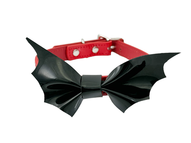 FCK505 PATENT LARGE BAT  3/4" COLLAR BONDAGE CHOKER