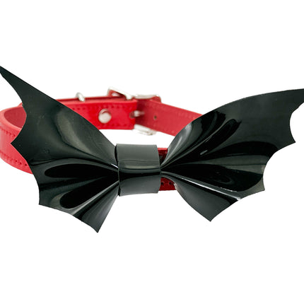 FCK505 PATENT LARGE BAT  3/4" COLLAR BONDAGE CHOKER