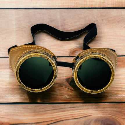 G505TOB-TOBACCO CRAZY HORSE GENUINE LEATHER GOGGLES