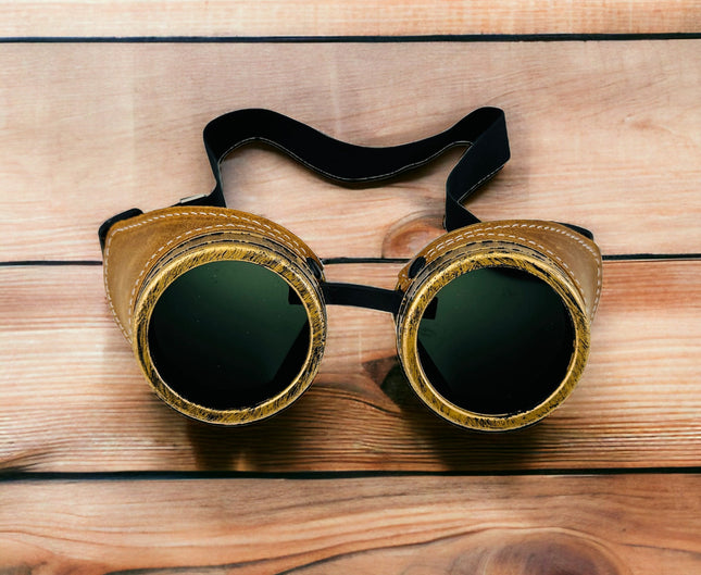 G505TOB-TOBACCO CRAZY HORSE GENUINE LEATHER GOGGLES