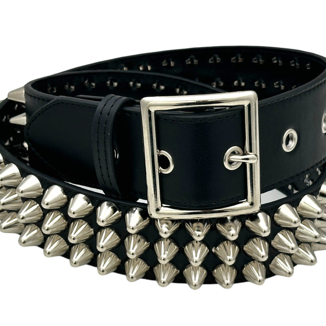 BT153GB-VG-BLK  GARRISON VEGAN LEATHER UK 77 STUDED THREE ROW BELT