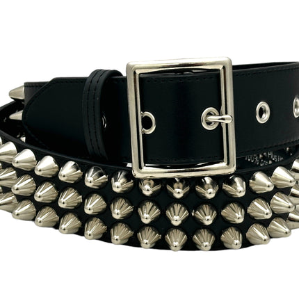BT153GB-VG-BLK  GARRISON VEGAN LEATHER UK 77 STUDED THREE ROW BELT
