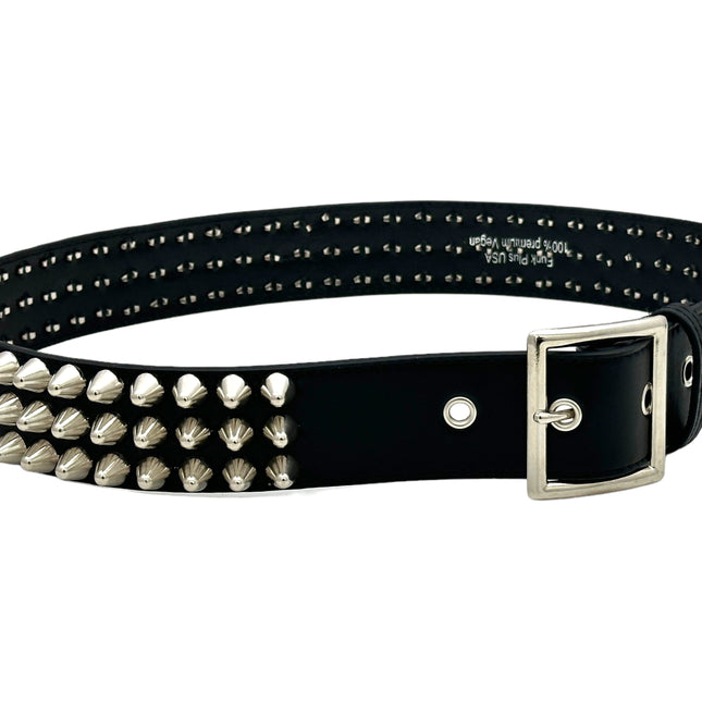BT153GB-VG-BLK  GARRISON VEGAN LEATHER UK 77 STUDED THREE ROW BELT