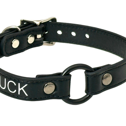 FCK630SIL-BS  SILVER  PRINTED NAME VEGAN CHOKER WITH BLACK RING