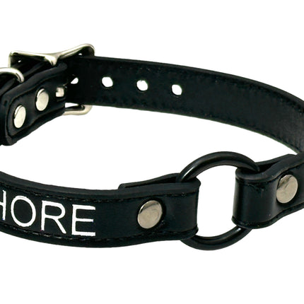 FCK630SIL-BS  SILVER  PRINTED NAME VEGAN CHOKER WITH BLACK RING
