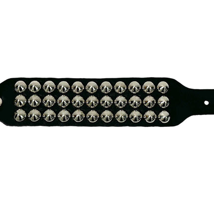 BC183 BUCKLE BRACELET WITH 3 ROW CONICAL STUD