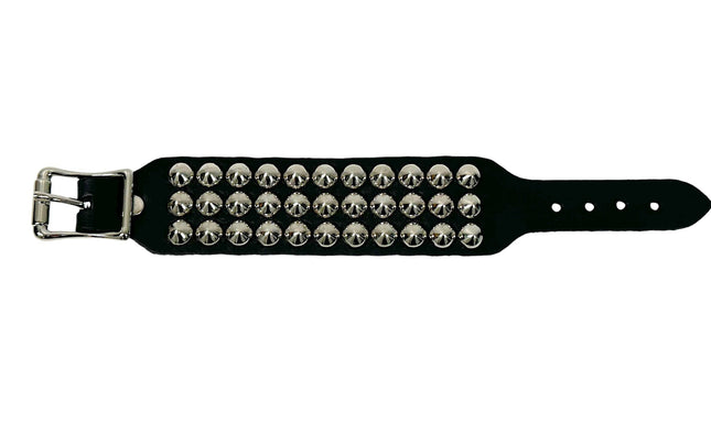 BC183 BUCKLE BRACELET WITH 3 ROW CONICAL STUD
