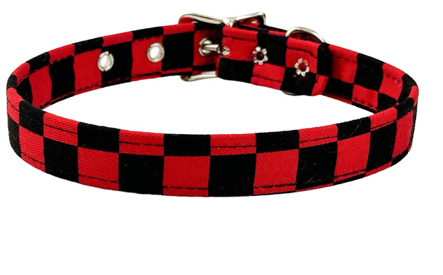 CK100CHF-075 3/4" CHECKERED FABRIC  PLAIN CHOKER