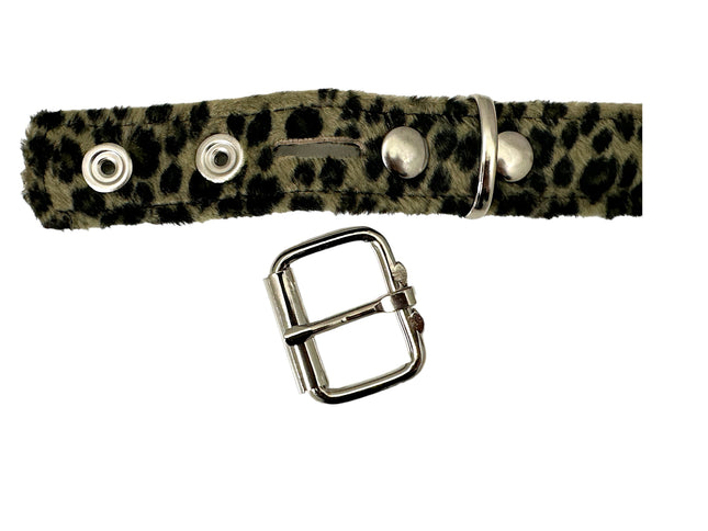 BT117L-GRN LEOPARD GREEN 2 ROW PYRAMID STUDDED  BELT