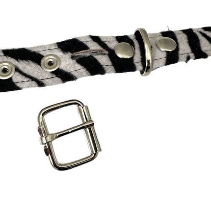 BT117L-ZEB ZEBRA FUZZY  2 ROW PYRAMID STUDDED  BELT