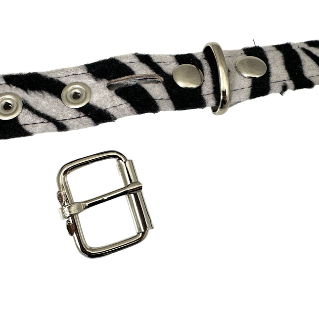 BT117L-ZEB ZEBRA FUZZY  2 ROW PYRAMID STUDDED  BELT